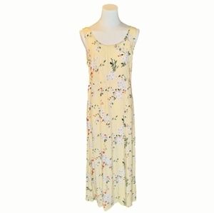 Studio C Pale Yellow White Delicate Floral Lightweight Maxi Sundress Size 10